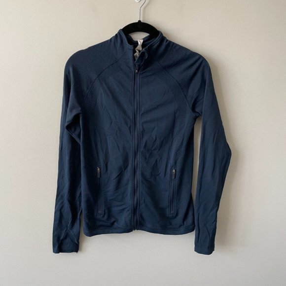 Lululemon For The Chill Of It Jacket True Navy Full Zip Activewear Running 6 - Picture 2 of 7